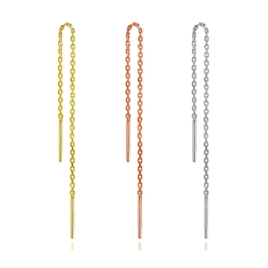 925 Sterling Silver Long Ear Threader Earrings Minimalist Linear Tassel Geometric Jewelry For Women Elegant Delicate