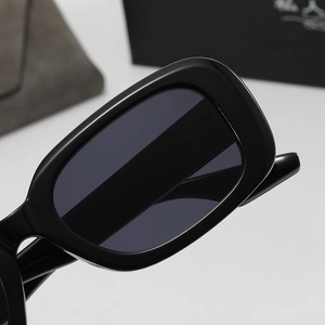 Polarized black rectangle sunglasses for women with premium frame and storage case