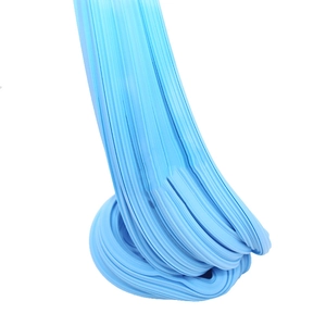 Detailed macro view of light blue slime texture showing high elasticity and stretchability