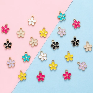 Enamel Flower Charms Alloy Floral Pendants For DIY Jewelry Making Bracelet Necklace Earring Accessory Colorful