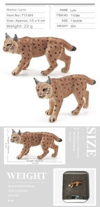 Detailed views of realistic Lynx animal model toy with size and weight measurements