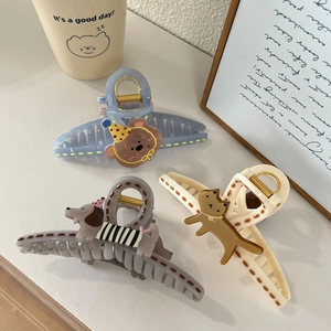 Set van 3 haarklemmen met schattige cartoon dieren beer, kat en teckel motieven