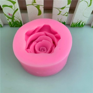 Pink 3D rose flower silicone mold for chocolate fondant cake baking and DIY crafts
