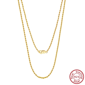 Classic S925 sterling silver 1.2mm gold twisted rope chain with Italian hallmark