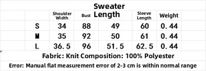 Tableau des tailles du cardigan en maille contrastée avec mesures et détails du tissu
