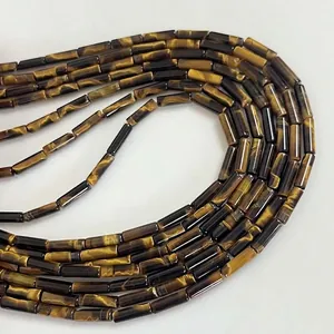 Natural yellow tiger eye stone cylindrical beads for DIY bracelet necklace jewelry making