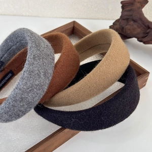 French style wool fabric wide headbands in grey brown beige and black set