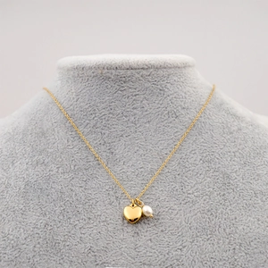 Collier Pendentif Cœur Serrure En Acier Inoxydable Doré Avec Künstliche Perle D'eau Douce Bijoux Élégants Pour Femmes
