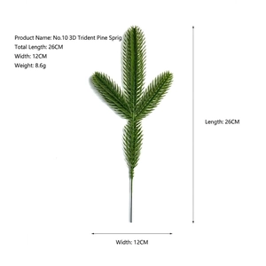 Detail view of artificial pine branch 26cm x 12cm with realistic needles for Christmas decor