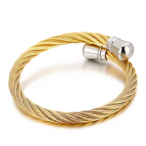 Twisted Cable Cuff Bangle Titanium Steel Punk Open Bracelet For Men Retro Fashion Accessory