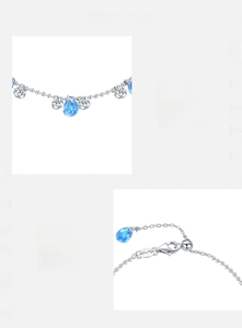 Detailansicht der S925-Silberpunze und des tropfenförmigen blauen Zirkons am Armband