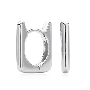 Orecchini a cerchio rettangolari moderni in argento sterling S925 con finitura lucida