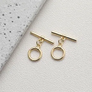 Macro shot of 14K gold plated OT toggle clasp for DIY necklace and bracelet jewelry making