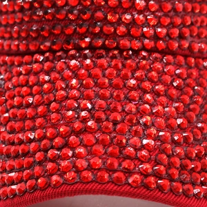 Red sun visor hat with sparkling rhinestones for women, perfect for sun protection and fashion
