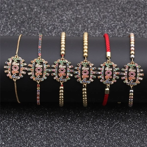 Adjustable MOM Letter Bracelet Necklace Colorful Zircon Copper Jewelry Mother's Day Gift For Women