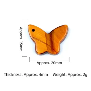 Tiger eye stone butterfly pendant for DIY jewelry making 15mm x 20mm natural crystal charm