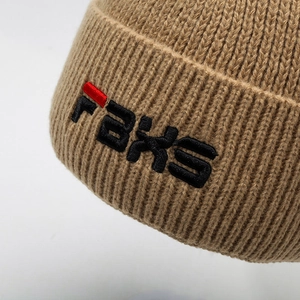 Autumn winter thick ribbed knit beanie for couples with premium fbks 3D letter embroidery