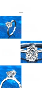 Macro detail of oval moissanite ring showing 4-prong setting and 360-degree high-polish finish