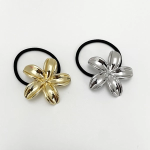 Minimalist gold and silver flower hair ties with high-elastic bands for women