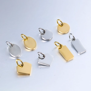 304 Stainless Steel Charms Blank Tags Mirror Polished For DIY Necklace Bracelet Jewelry Making Geometric Shapes Metal Pendants
