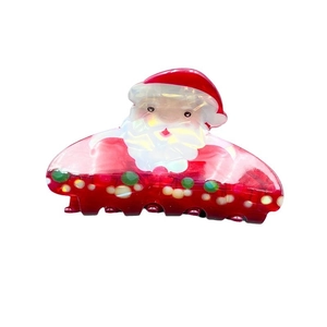 Laser colorful PVC Santa Claus hair claw clip for festive Christmas hair accessories