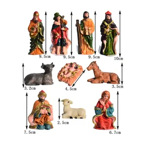 Detailed dimension chart for the 10-piece resin Nativity scene figurines set