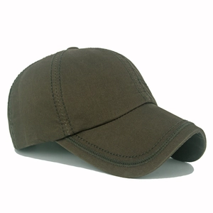 Detailed close-up of dark olive cotton twill baseball cap with reinforced double stitching