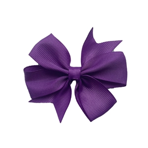 Deep purple grosgrain ribbon bow hair clip for babies featuring high-quality ribbed texture