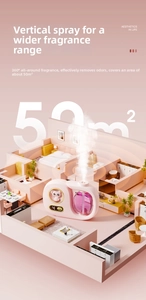 Pink cat-themed ultrasonic aroma diffuser featuring vertical mist spray and digital screen