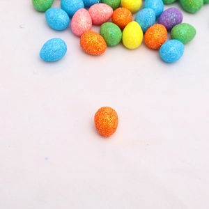 Colorful glitter Easter foam eggs in assorted colors for festive spring decoration