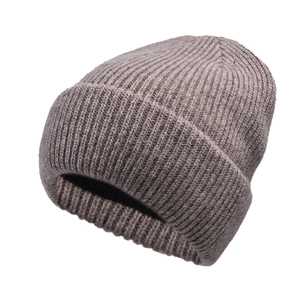 Detailed view of the thick ribbed knit texture on a double-layer warm wool beanie