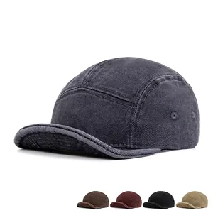 Kurze Krempe Camper Hat in Dunkelgrau mit seitlichen Metallösen und Mehrfarbenoptionen