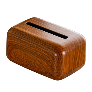 Minimalist walnut wood grain rectangle tissue box holder for home and office desktop decor