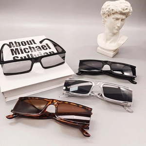 Retro square narrow sunglasses in black, tortoiseshell and clear frames for women