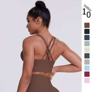 Sports Bra And High Waist Yoga Pants Activewear Women Cross Back Gym Workout Breathable Professional Nylon Spandex