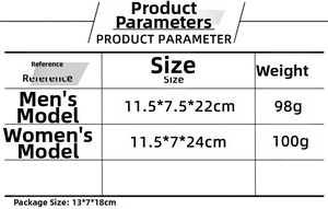 Detailed size and weight parameters chart for male and female plush gnome dolls