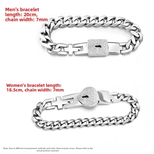 Detailed size parameters for 7mm silver stainless steel couple heart lock bracelets
