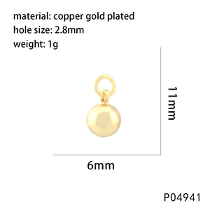 Detail of 6x11mm gold plated star cone pendant showing dimensions and hole size