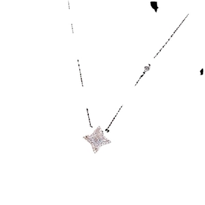 Silver four-pointed star pendant necklace with sparkling cubic zirconia on fine chain