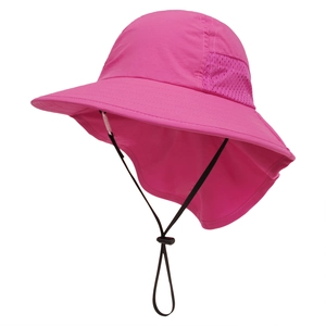 Atmungsaktiver rosa Sonnenhut mit Nackenschutz und Mesheinsätzen für Kinder