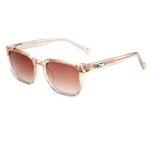 Square tea gray frame sunglasses with gradient tea lenses and arrow metal accents