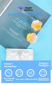 Close-up of 2-cavity cat paw silicone mold with finished 3D resin samples