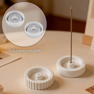Siliconen Mal Voor Diy Wierookstokjes Houder Tray Glad Golfpatroon Hars Gips Cement Handwerk