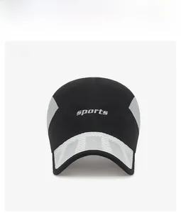 Breathable ice silk mesh hat with silver sports logo and moisture-wicking fabric