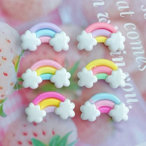 Mini colorful rainbow and white clouds resin charms for DIY hair clips and phone cases