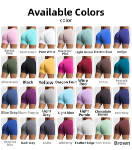 Grille de shorts de yoga sans couture taille haute en 28 couleurs pour le fitness