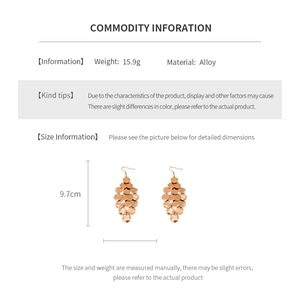Detailed size specifications for gold multi-layer sequin tassel earrings in alloy