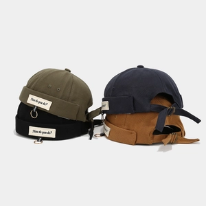 Retro Docker Cap Brimless Miki Hat Cotton Canvas Adjustable Metal Buckle Streetwear Unisex Fashion Hat