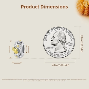 Macro detail of s925 silver bee charm with 12mm height and 4.5mm hole diameter