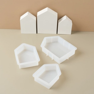 Set of three house-shaped silicone molds in various sizes for DIY candle and resin art